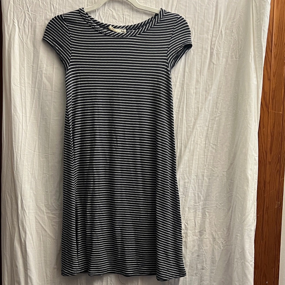 Navy and White Striped Dress